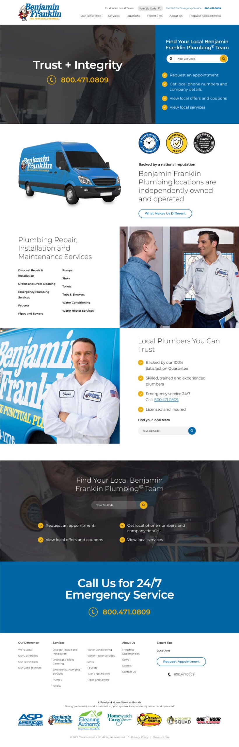 Plumbing Website Design Inspiration - 2020 2019 - Benjamin Franlin - Examples of plumbing websites
