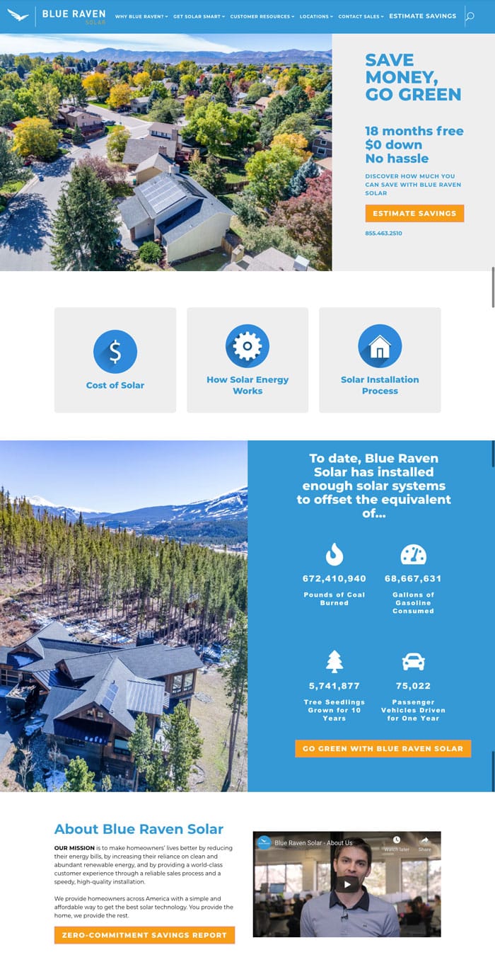 Blue Raven Solar Website Design Inspiration