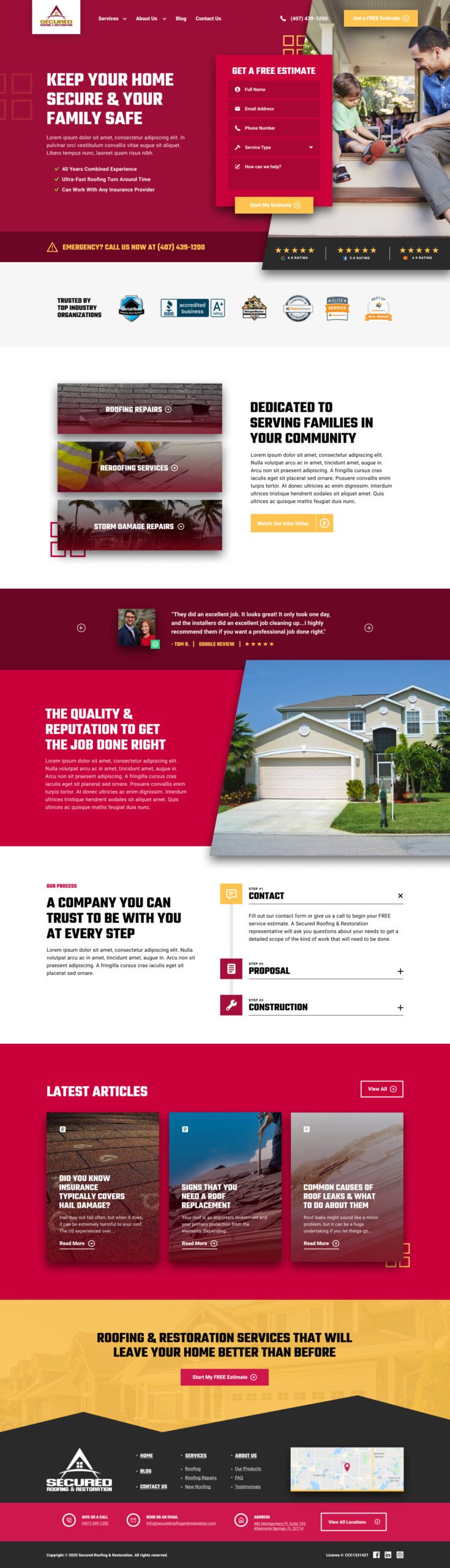 Secured Roofing & Restoration - Roofing Contractor Website Design