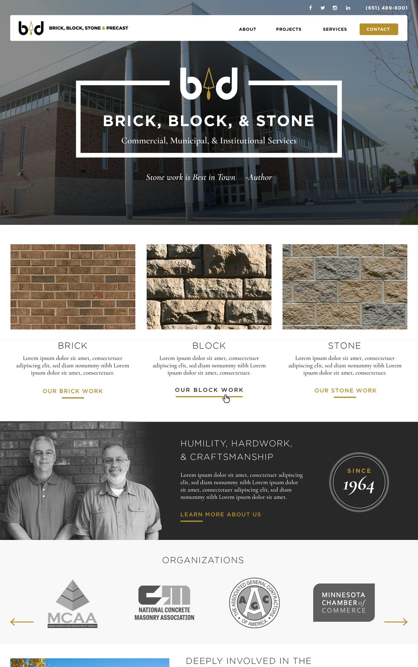 Masonry Company Web design examples - masonry marketing