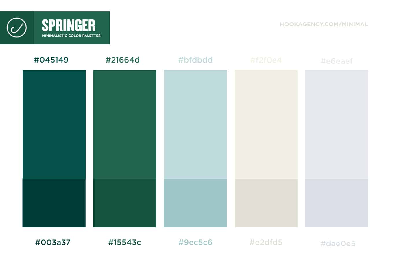 Springer Minimal Color Scheme - 2022, Blue/green, Green, Light Blue, Tan, Light Blue