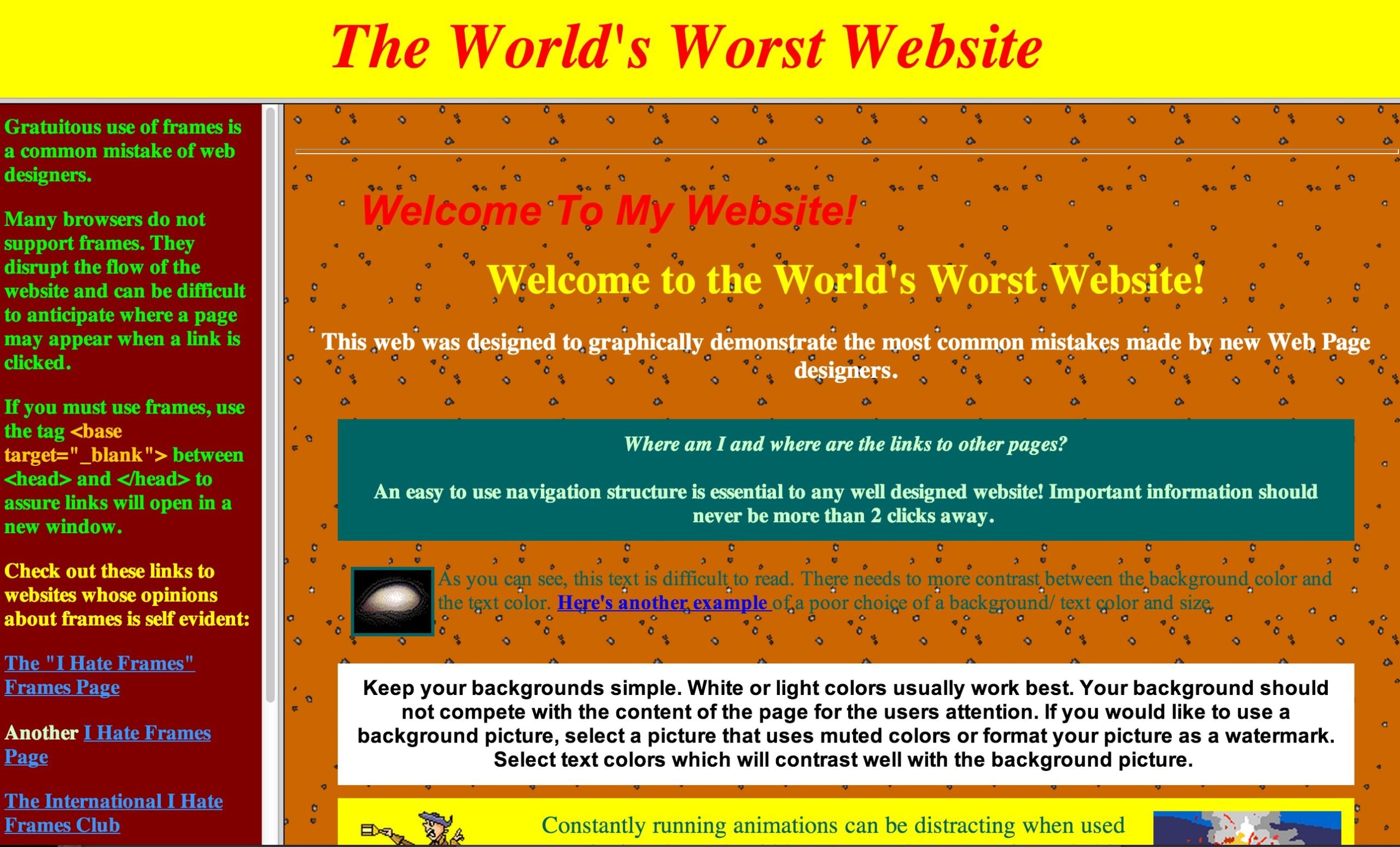 Nineties websites that were/are terrible. Enjoy