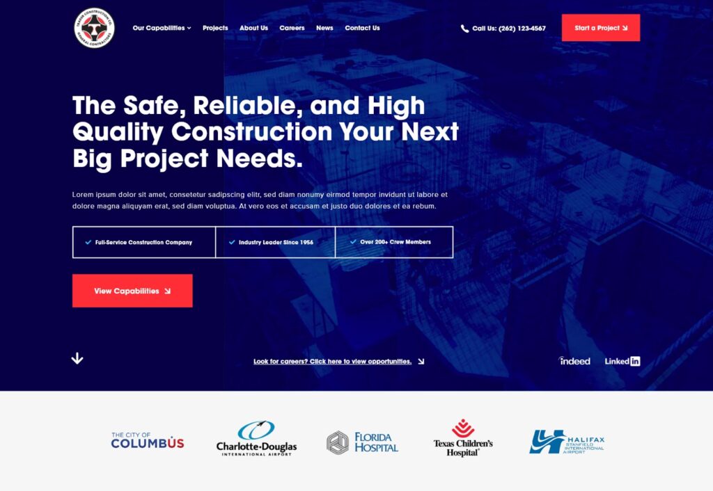 Commercial Construction, Excavation Website Design Inspiration