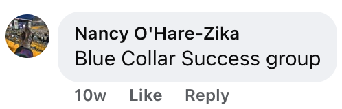 Nancy O'Hare-Zika recommends the "Blue Collar Success Group" as a top HVAC coaching group for contractors in a Facebook comment posted 10 weeks ago.