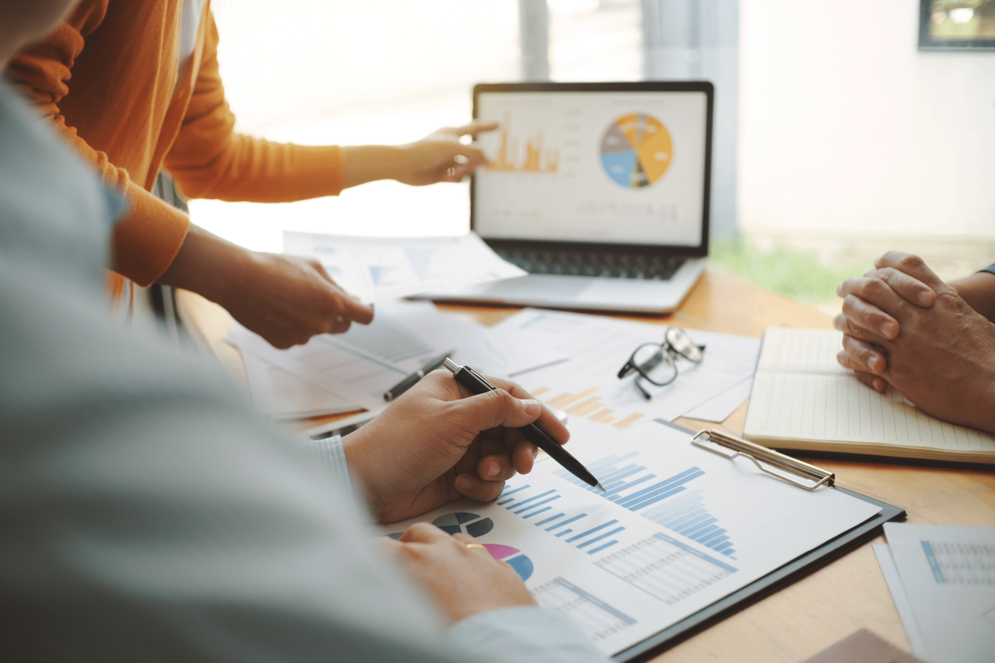 A picture of a laptop with a website open, showing a HVAC business website