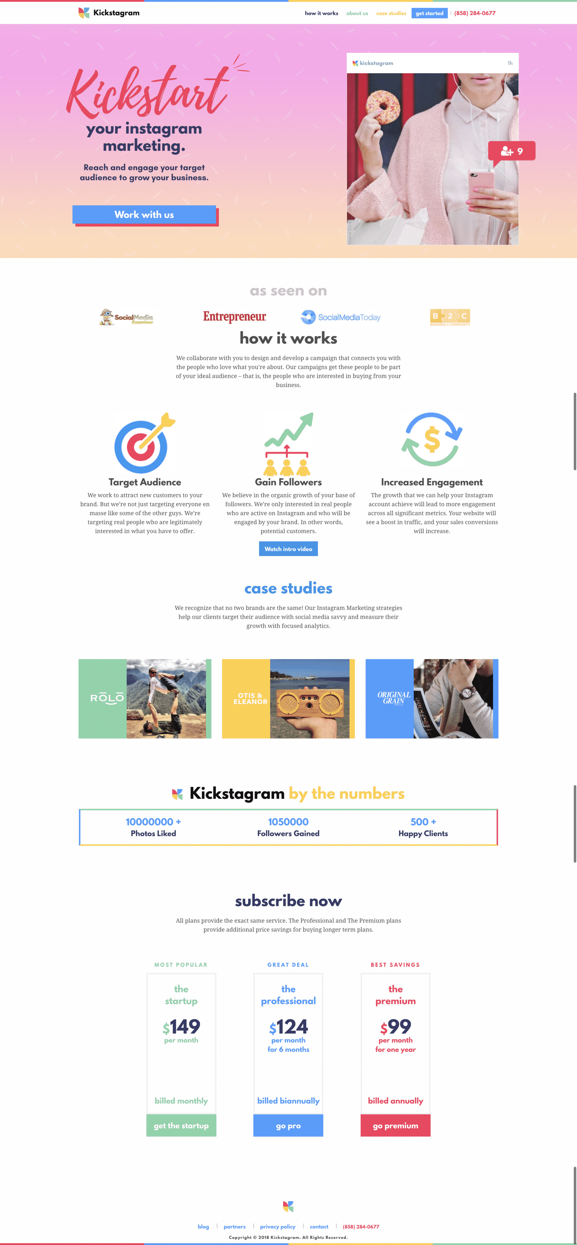 Kickstagram Website Inspiration 2018