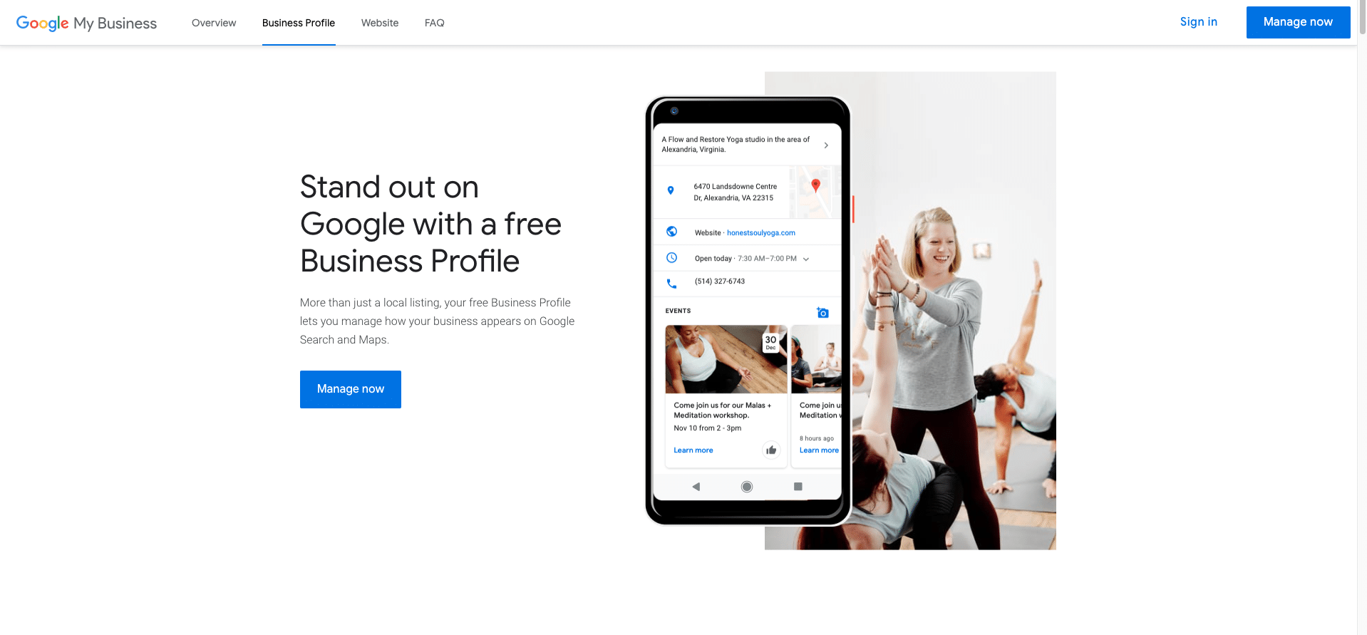 google my business screenshot.