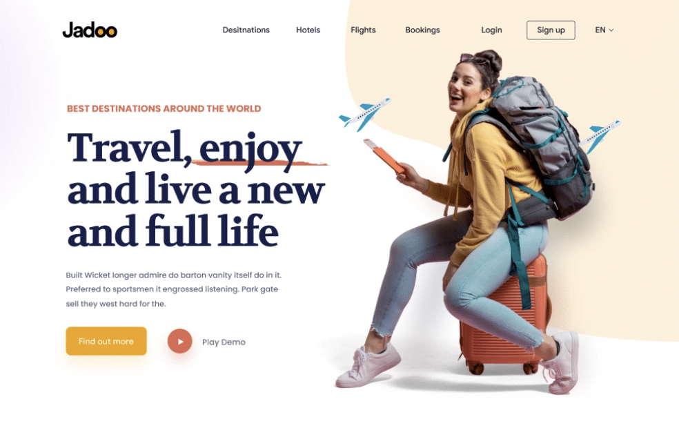 2022 Website Trends - Colorful backgrounds and cutouts